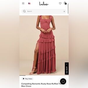 Lulus Compelling Romantic Rusty Rose Ruffled Tier Dress